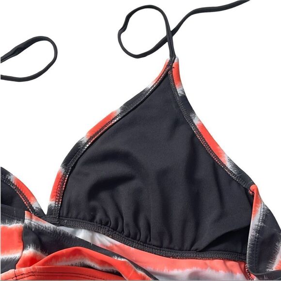 Converse Orange/Gray Stripe Tie Around Neck Tankini Top Sz L - Picture 6 of 11